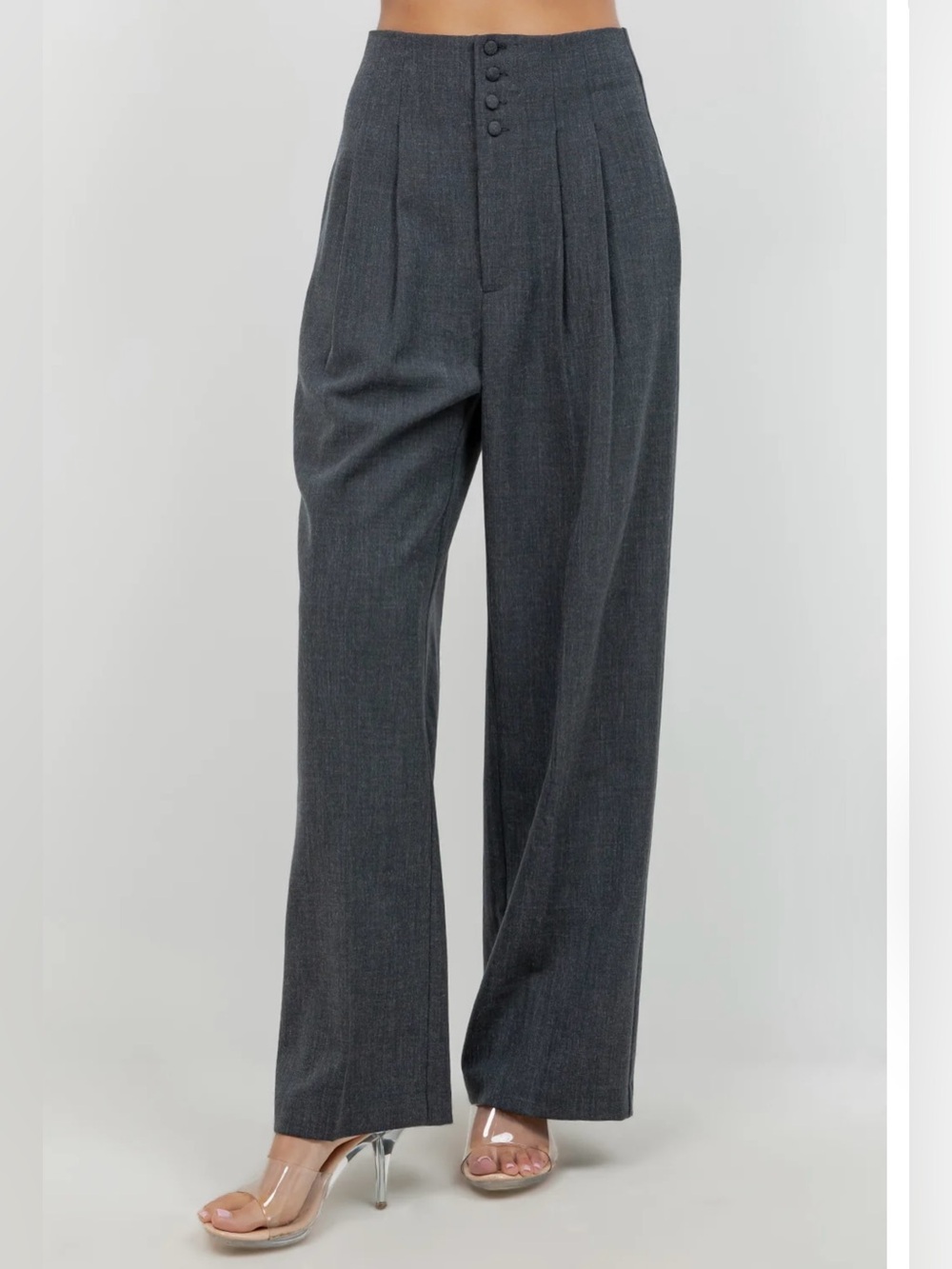 Whiteroom+Cactus Women’s Soft Woven Fitted  Waist Pleated Trousers Dark Gray XS